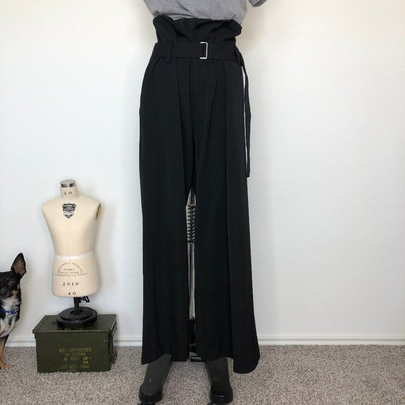 Totokaelo Black Parviz Pant Paperbag Waist Belted - Picture 2 of 7